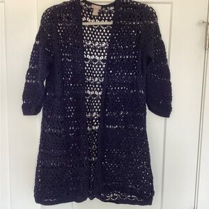 Chico's Blue Open-Front Cardigan Sweater